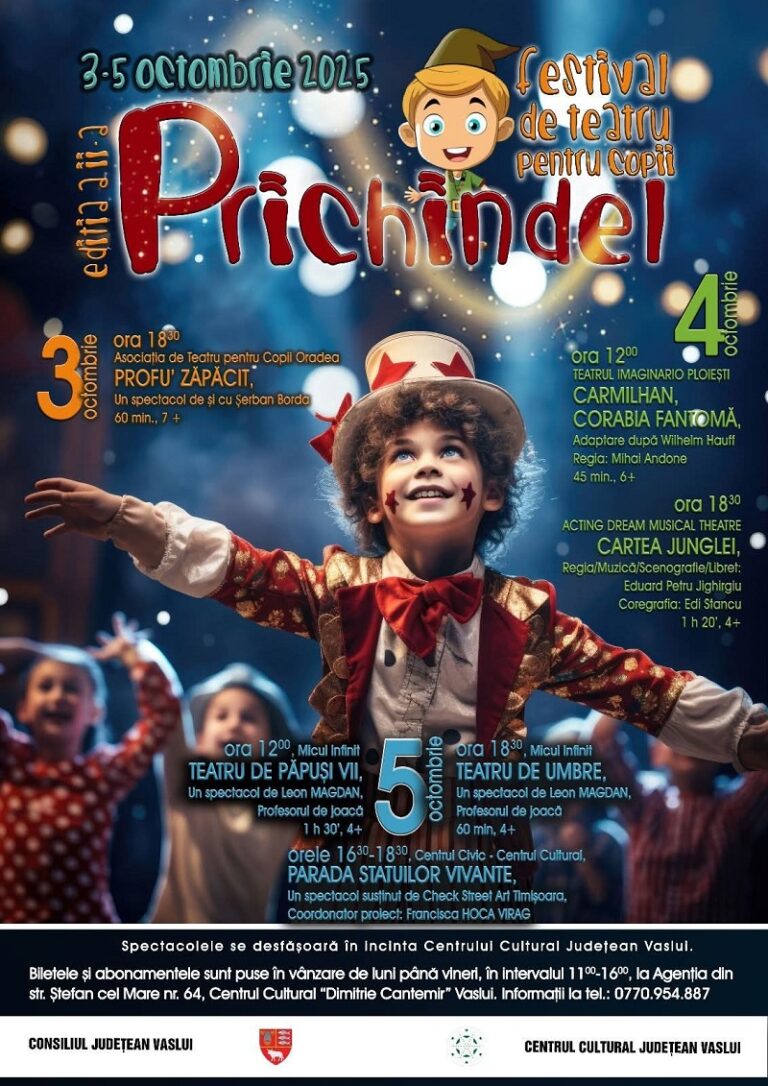 Festivalul Prichindel, ediția a doua, în perioada 3-5 octombrie, la Vaslui. Cât costă un abonament