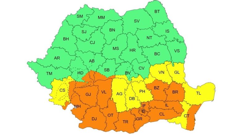 Coduri galbene și portocalii bat la porțile județului Vaslui. Cum va fi vremea joi