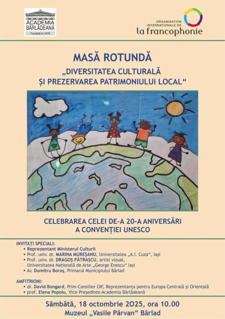 Eveniment cultural, sâmbătă, la Bârlad, în organizarea Academiei Bârlădene