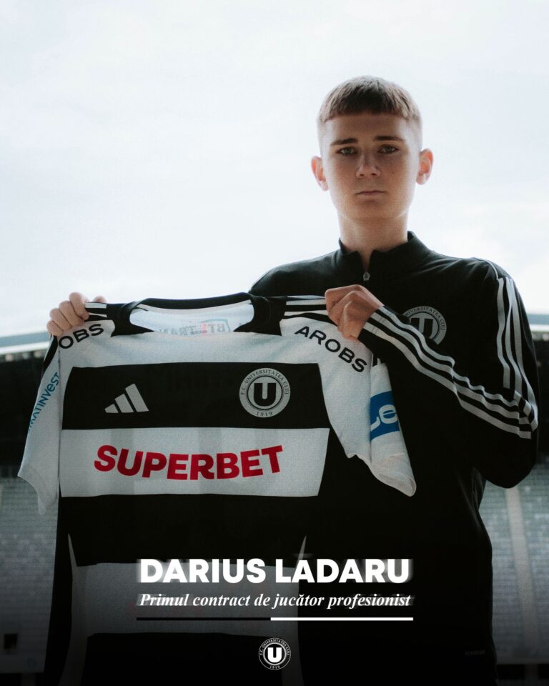 Vasluianul Darius Ladaru, tânăr fotbalist de viitor, a semnat cu U Cluj. Vestea, anunțată de clubul clujean