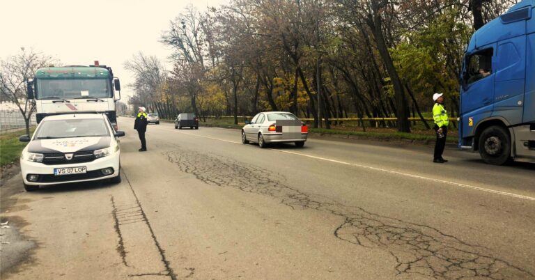 Șoferi de TIR amendați, luni, la intrarea în municipiul Bârlad