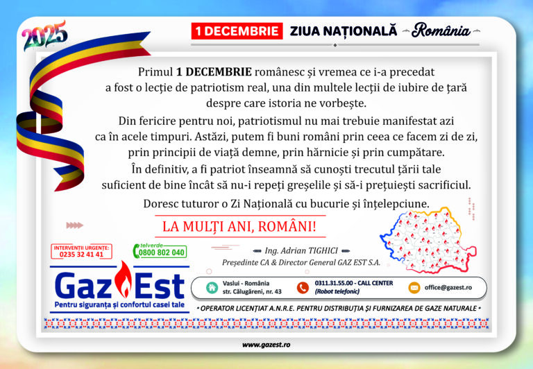 Mesaj Ing. Adrian Tighici, director general S.C. GAZ EST S.A.