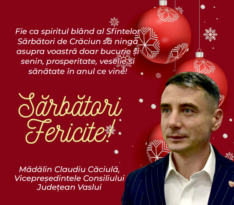 Mesajul de Crăciun al vicepreședintelui Consiliului Județean Vaslui, Mădălin Căciulă