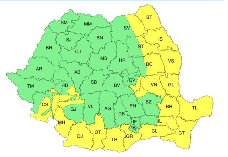Coduri galbene de ploi, vânt și ninsori pentru zona Moldovei. Cum va fi vremea la Vaslui