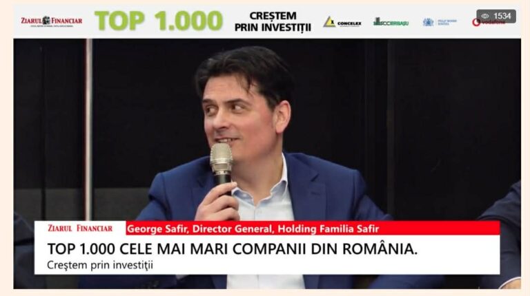 George Safir, Managerul General al Holdingului Familia SAFIR, a participat la Conferința ZF Top 1000 Cele Mai Mari Companii din România