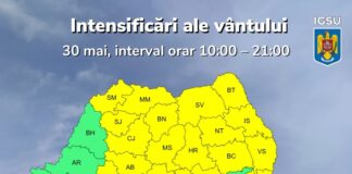 Sâmbătă, Cod Galben de vânt pentru județul Vaslui