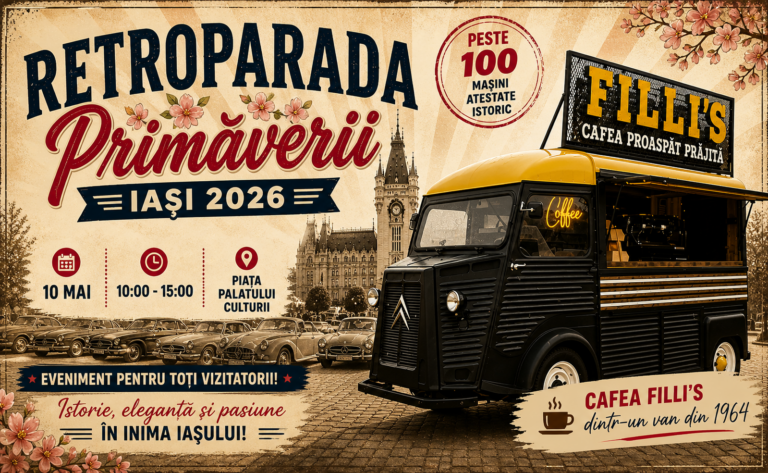 Cafea Filli’s dintr-un van din 1964, atracția Retroparadei Primăverii de la Iași