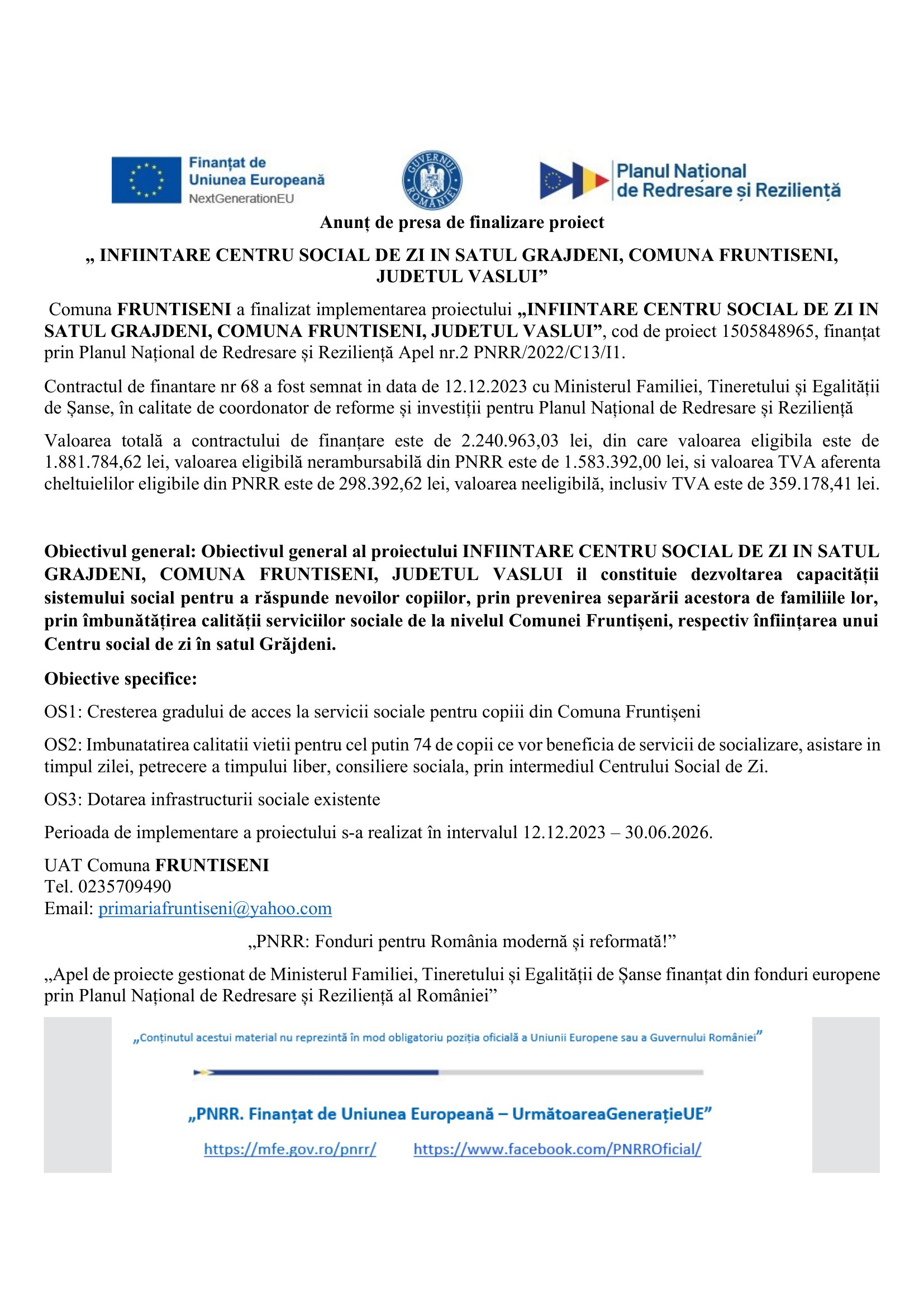 anunt de final 30.06.2026 1 Proiect fruntiseni