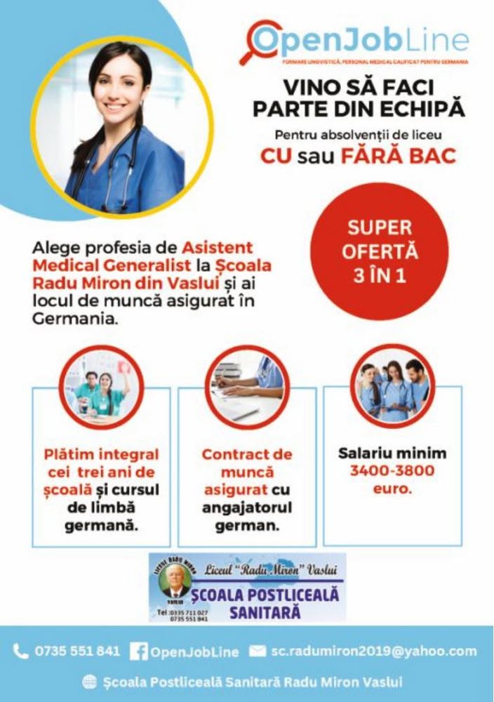 Înscrierile continuă la Școala Postliceală Sanitară „Radu Miron” Vaslui. Admitere cu sau fără BAC și șansa unui loc de muncă în Germania 1 758488767 1909083673732233 3524483422921573645 n