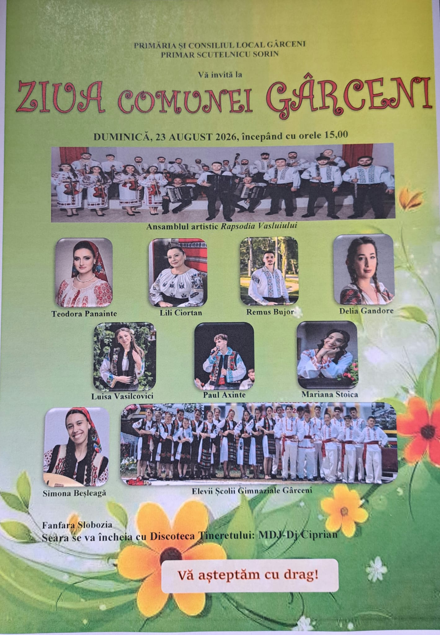 Ziua Comunei Gârceni, duminică. Rapsodia Vasluiului și numeroși artiști urcă pe scenă 1 WhatsApp Image 2026 08 18 at 18.31.27